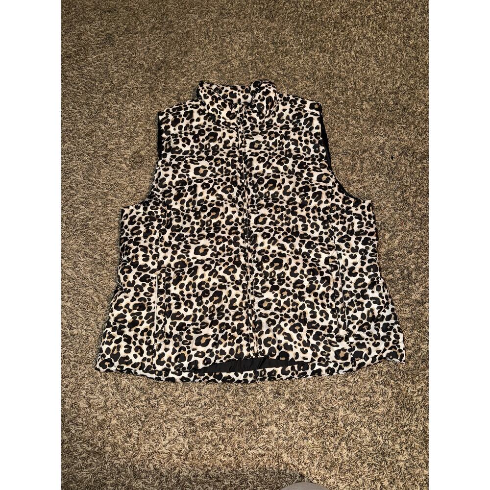 LOFT leopard print puffer vest Women’s XXL